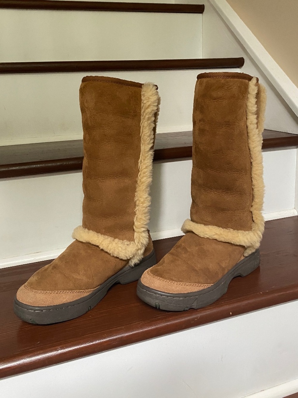 UGG Australia Sunburst Tall Boots In Chestnut Shearling Lined Size W6